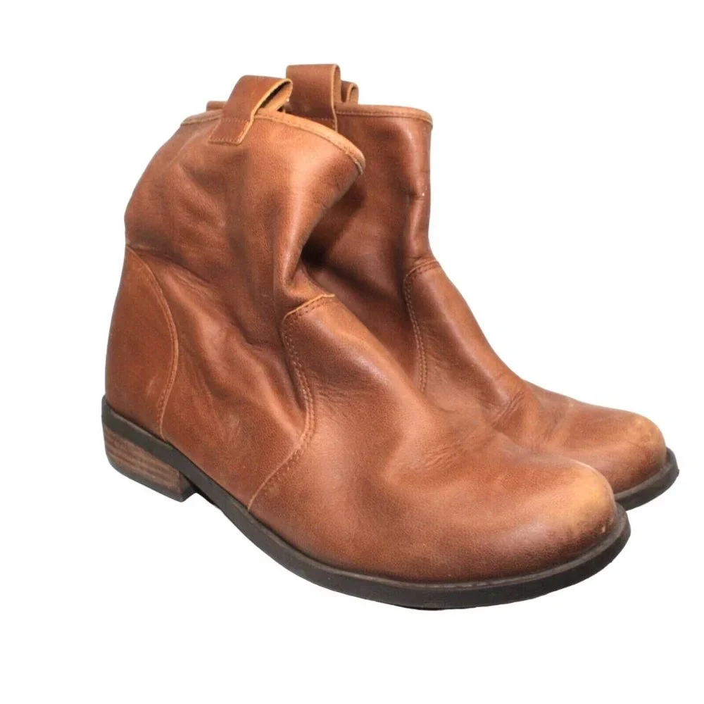 Sole Society Natasha Sz 9.5M Distressed Brown Leather Ankle Pull On Boot Bootie - Picture 4 of 16